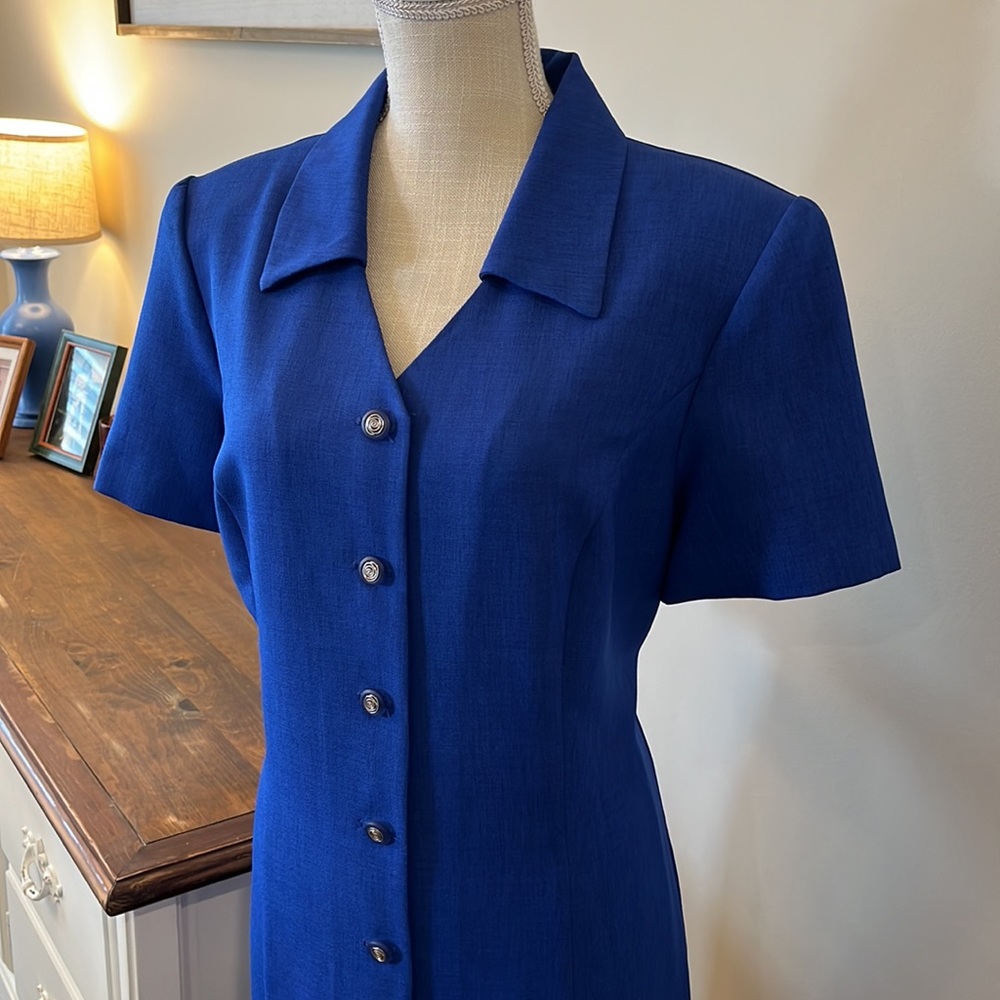 Vintage Periwinkle Collared Button Down Dress - image 2